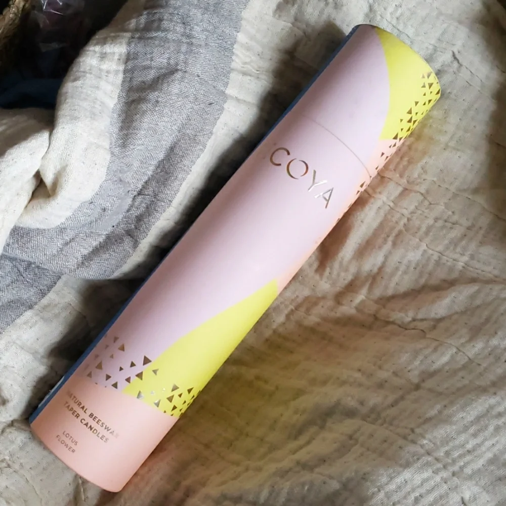 Ecoya Natural Beeswax Lotus Flower Taper Luxury Candles 4 in Gift Tube Box
